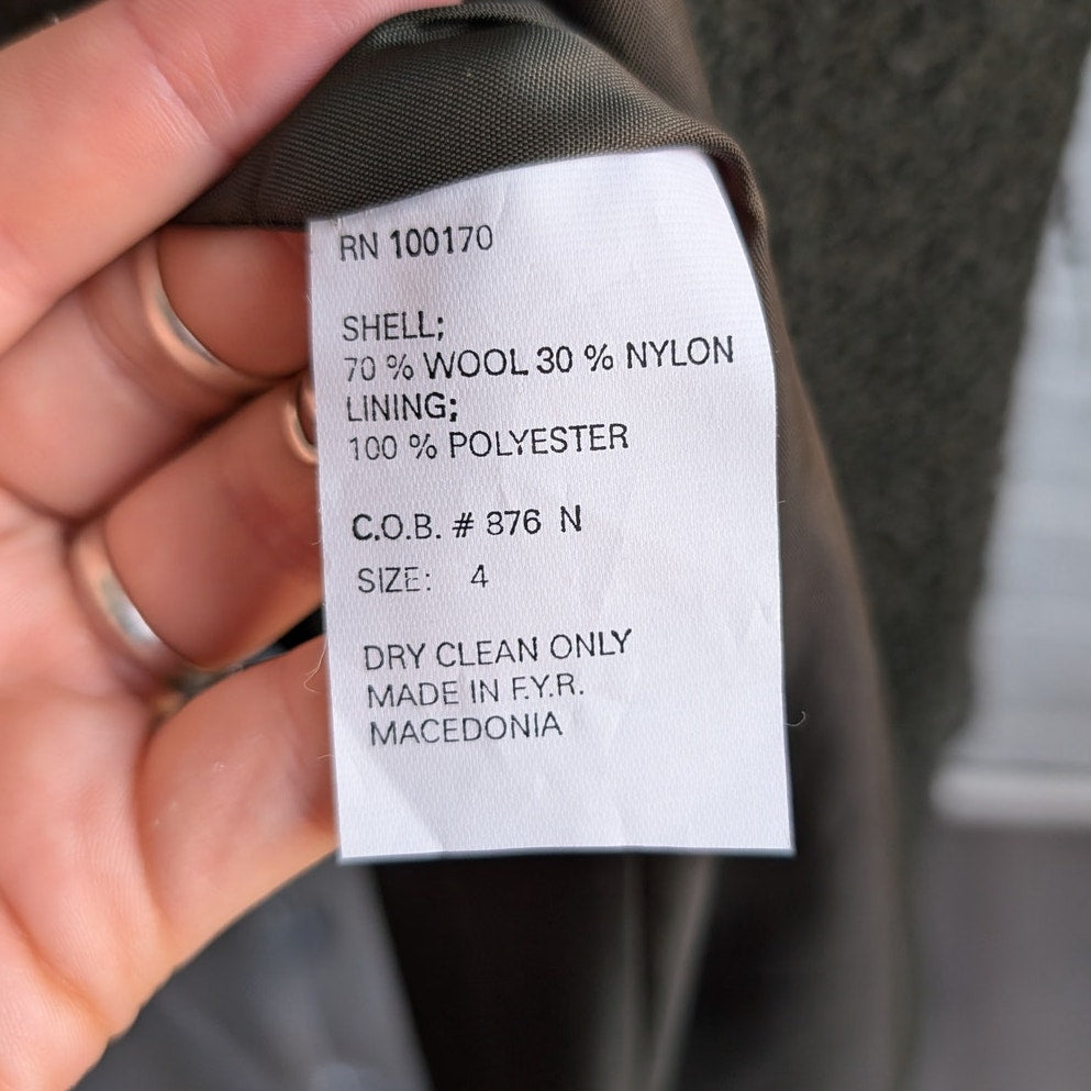 Y2K Vintage Green Wool Trench Coat Knit Earthtone Oversize Boho Jacket Medium