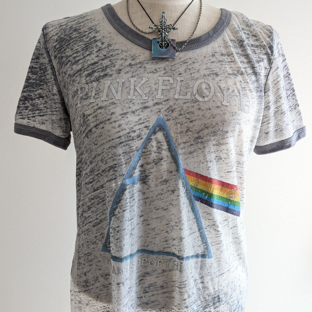 Pink Floyd Burnout Tee M Heather Grey Band Festival Top Y2K Vintage Distressed