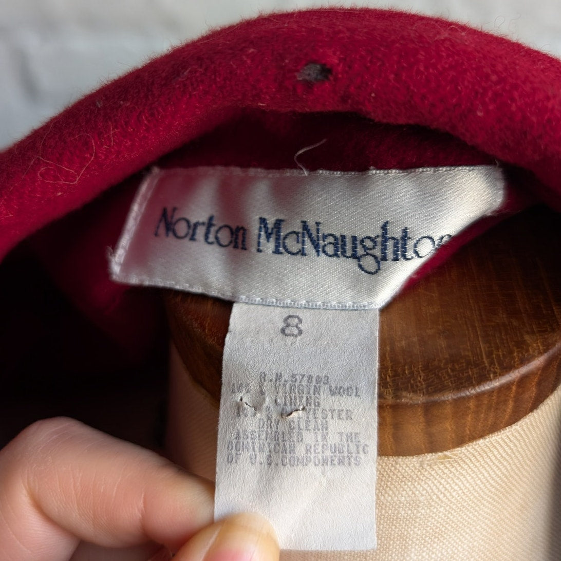 Vintage Red Wool Jacket Chic Minimalist Romance Red Blazer Red Wool Coat Medium
