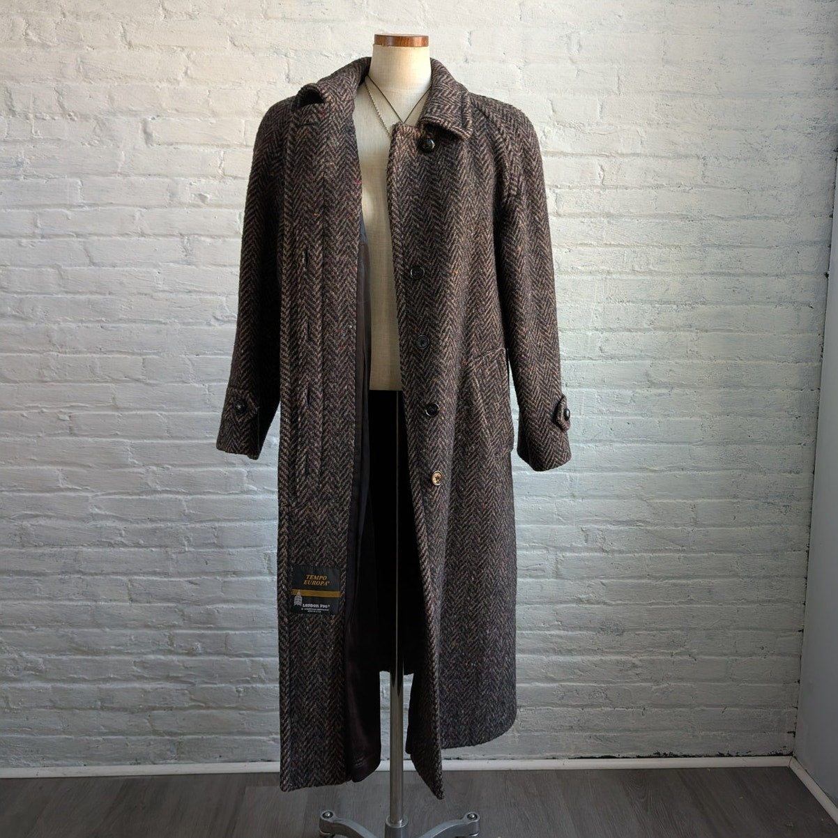 90s Vintage Gray Wool Trench Coat Classy Fuzzy Tweed Academia Minimalist Jacket