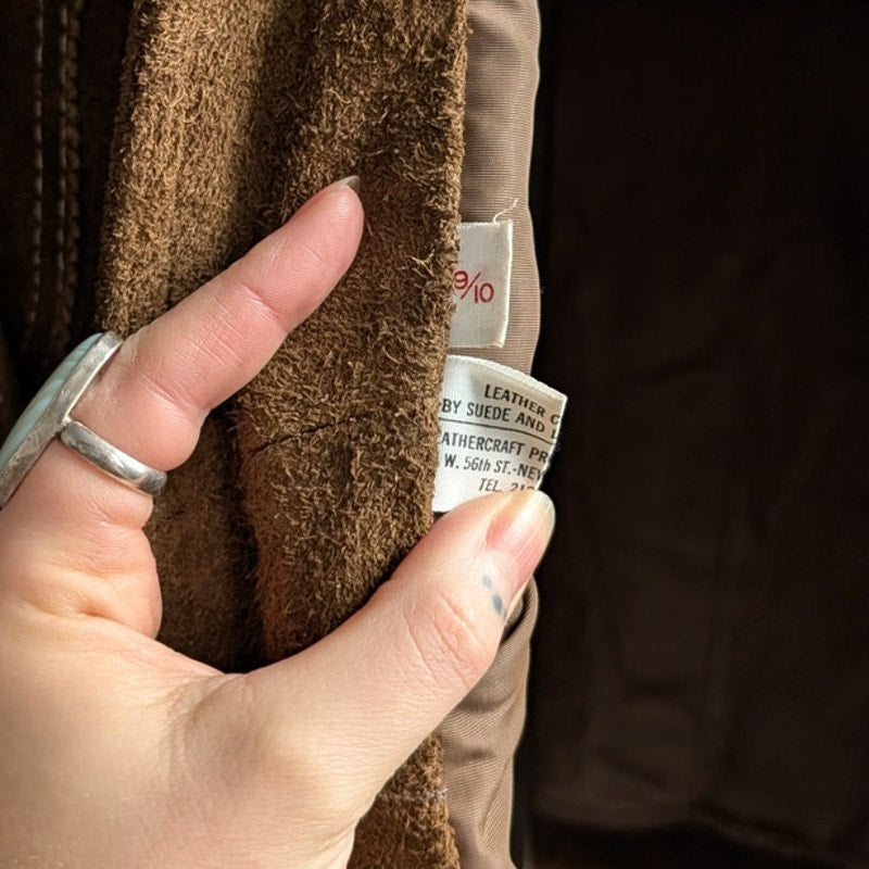 70s Brown Suede Jacket Penny Lane Fur Furry Leather Groovy Vintage Trench Coat
