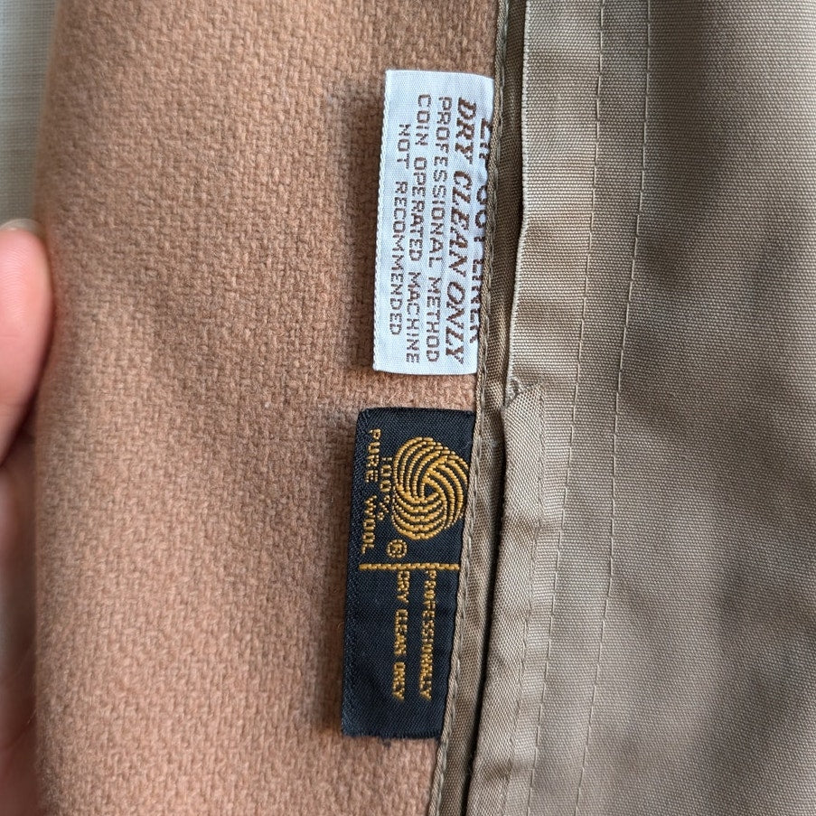 Vintage Neutral Trench Coat Longline Minimalist Wool Coat Duster Jacket Large