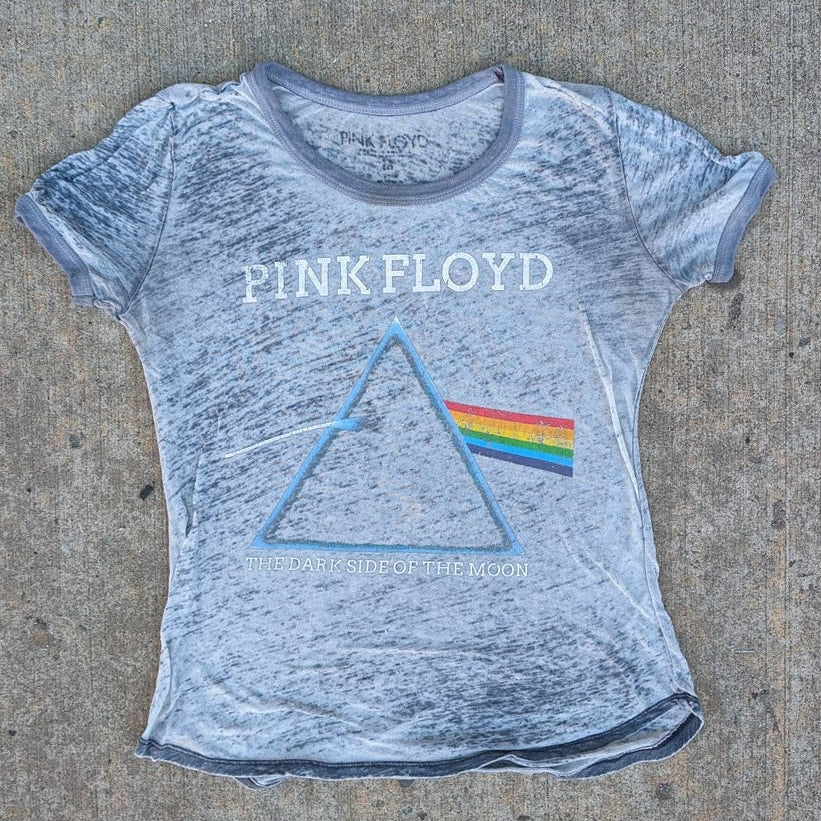 Pink Floyd Burnout Tee M Heather Grey Band Festival Top Y2K Vintage Distressed