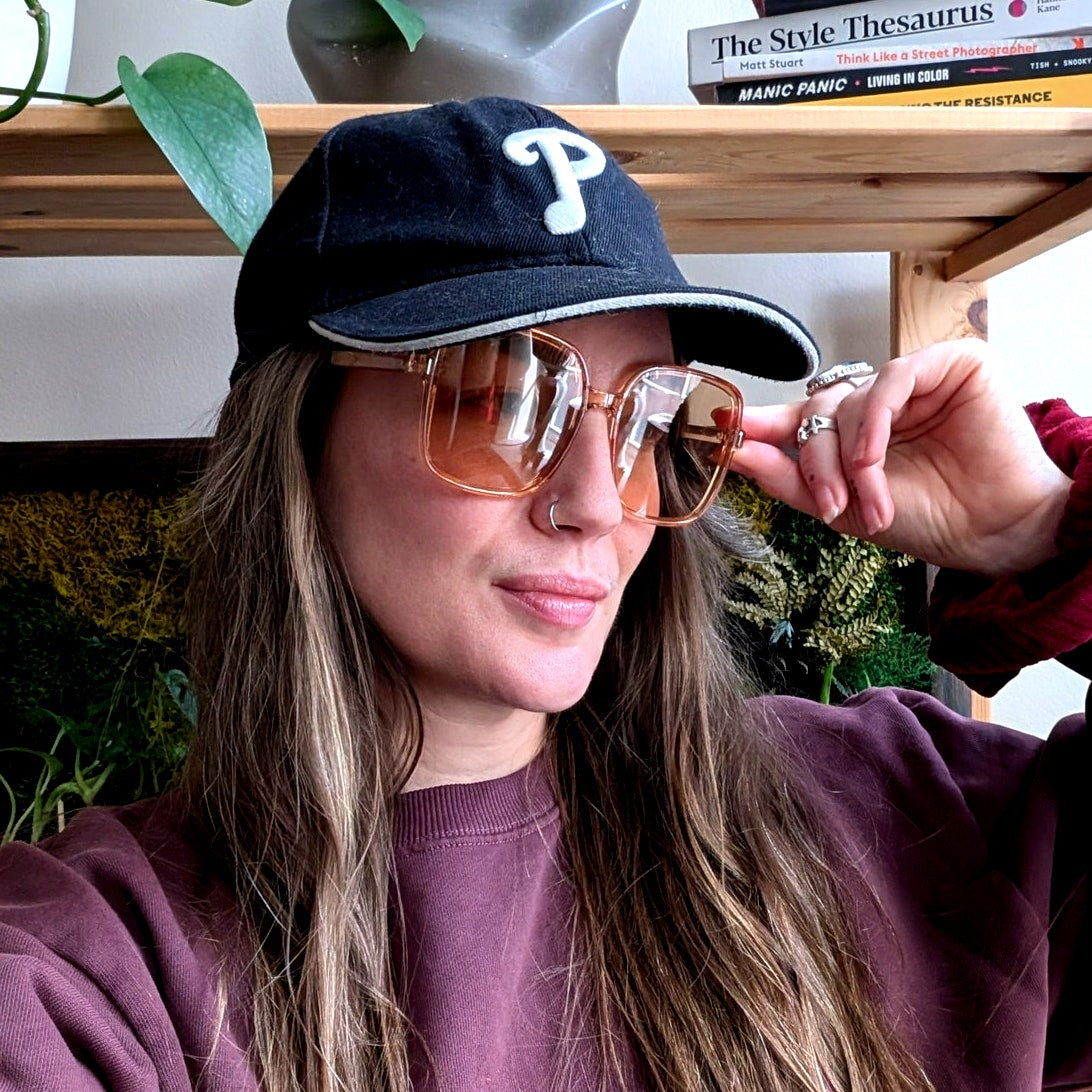 70s Retro Peach Square Festival Sunglasses Translucent Tinted Sunnies Shades