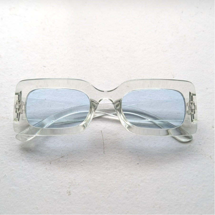 Retro Clear Square Sunglasses Baby Blue Pastel Shades Y2K Festival Chic Sunnies