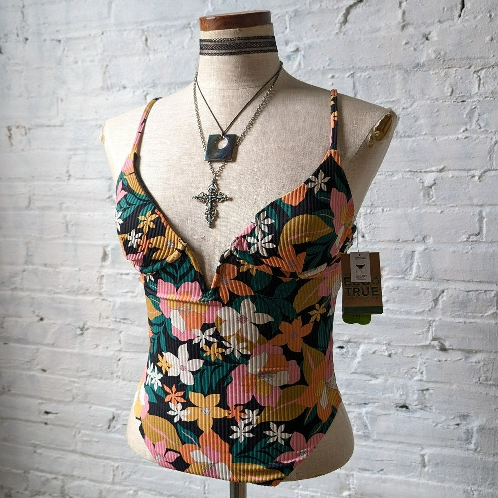 Volcom Had Me At Aloha Retro One Piece Swimsuit NWT Floral Y2K Festival Surf XS