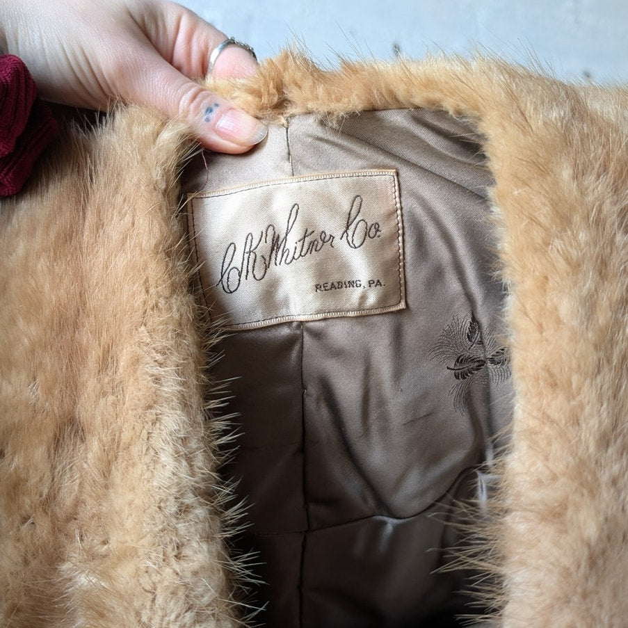 Vintage Mink Fur Stole Genuine Blonde Luxury Scarf Mob Wife Shawl Western Cape