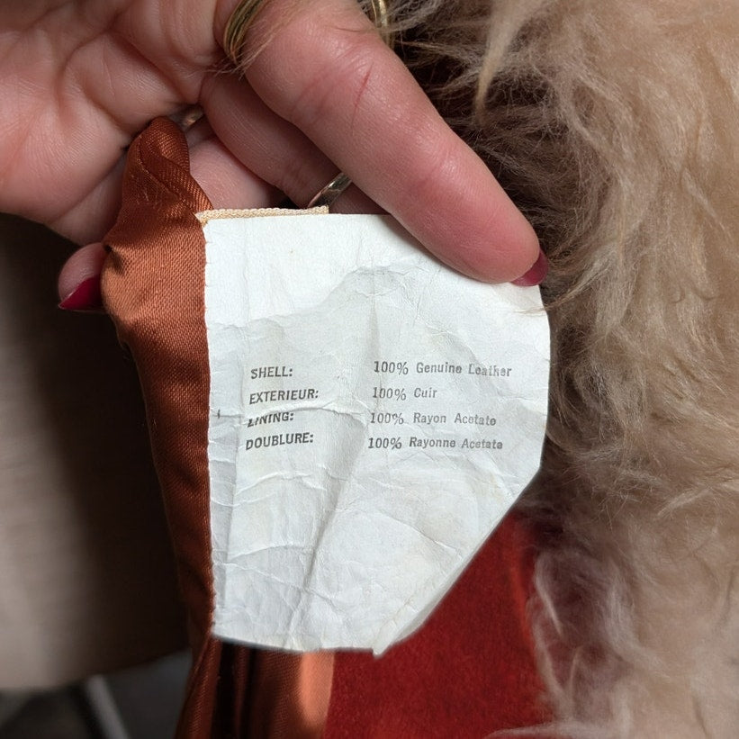 Vintage Red Suede Jacket Leather Penny Lane Coat Fur Trim 70s Trench Coat Medium