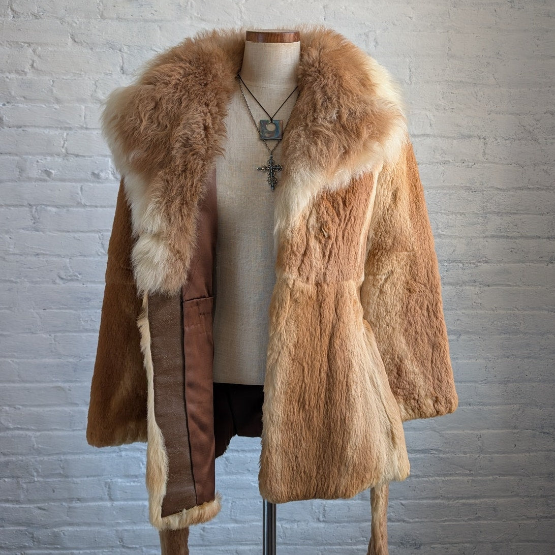 70s Vintage Rust Orange Furry Penny Lane Coat Fuzzy Mobwife Afghan Fur Jacket