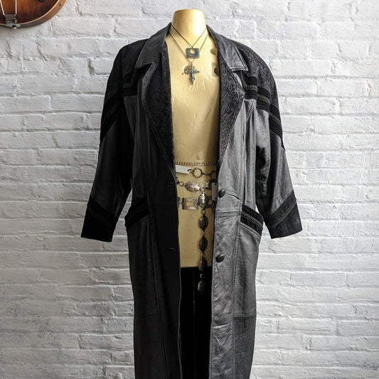 Vintage Black Leather Trench Black Leather Jacket Suede Jacket Western Medium