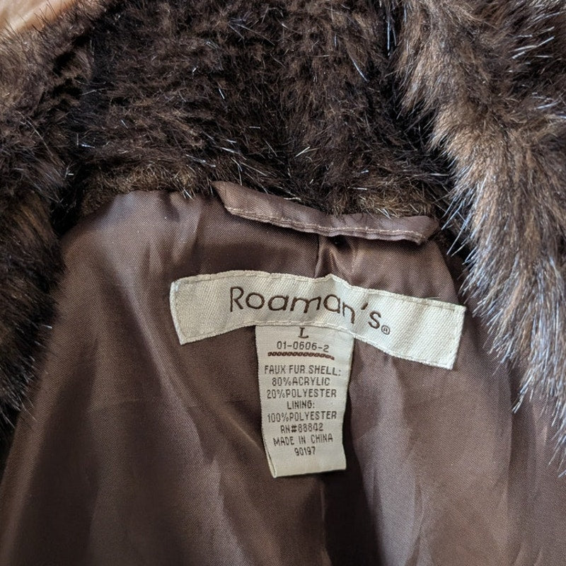 Vintage Dark Brown Faux Fur Coat Shaggy Mob Wife Grunge Minimalist Glam Jacket