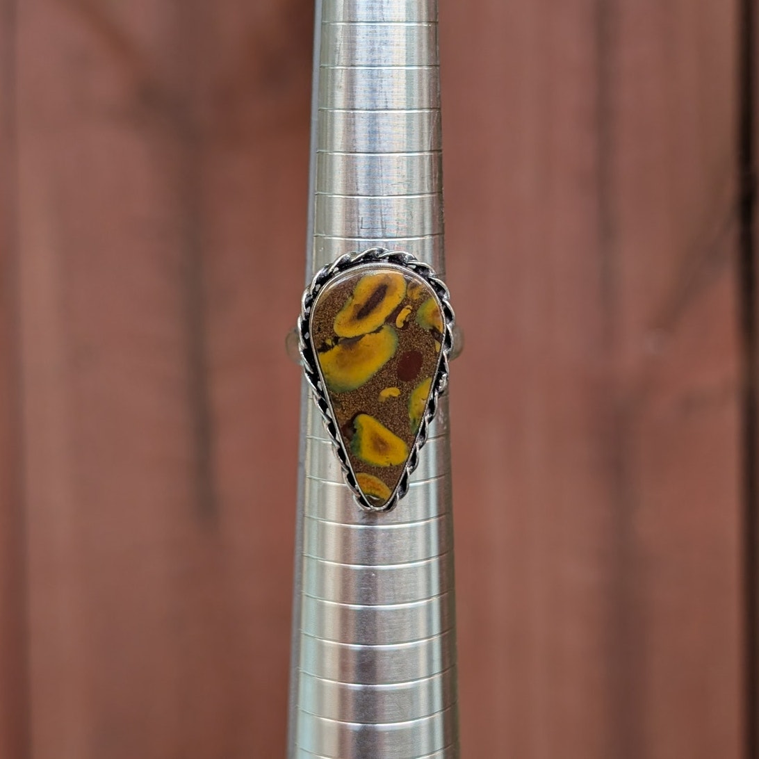 Brown Swirl Boho Statement Ring Trippy Sterling Silver Vintage Southwest Size 8