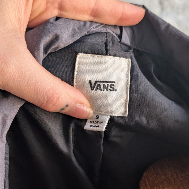 Y2K Vans Utility Jacket Grey Windbreaker Jacket Skater Gorpcore Chore Coat Small