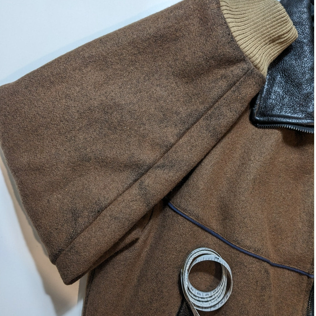 Vintage Brown Wool Leather Bomber Jacket Western Utility Cowboy Chore Coat Large