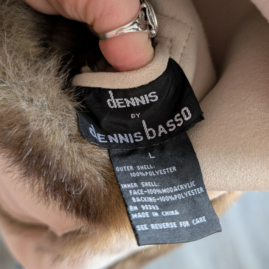 Vintage Brown Faux Fur Coat Vegan Suede Reversible Plush Cozy Trench Jacket