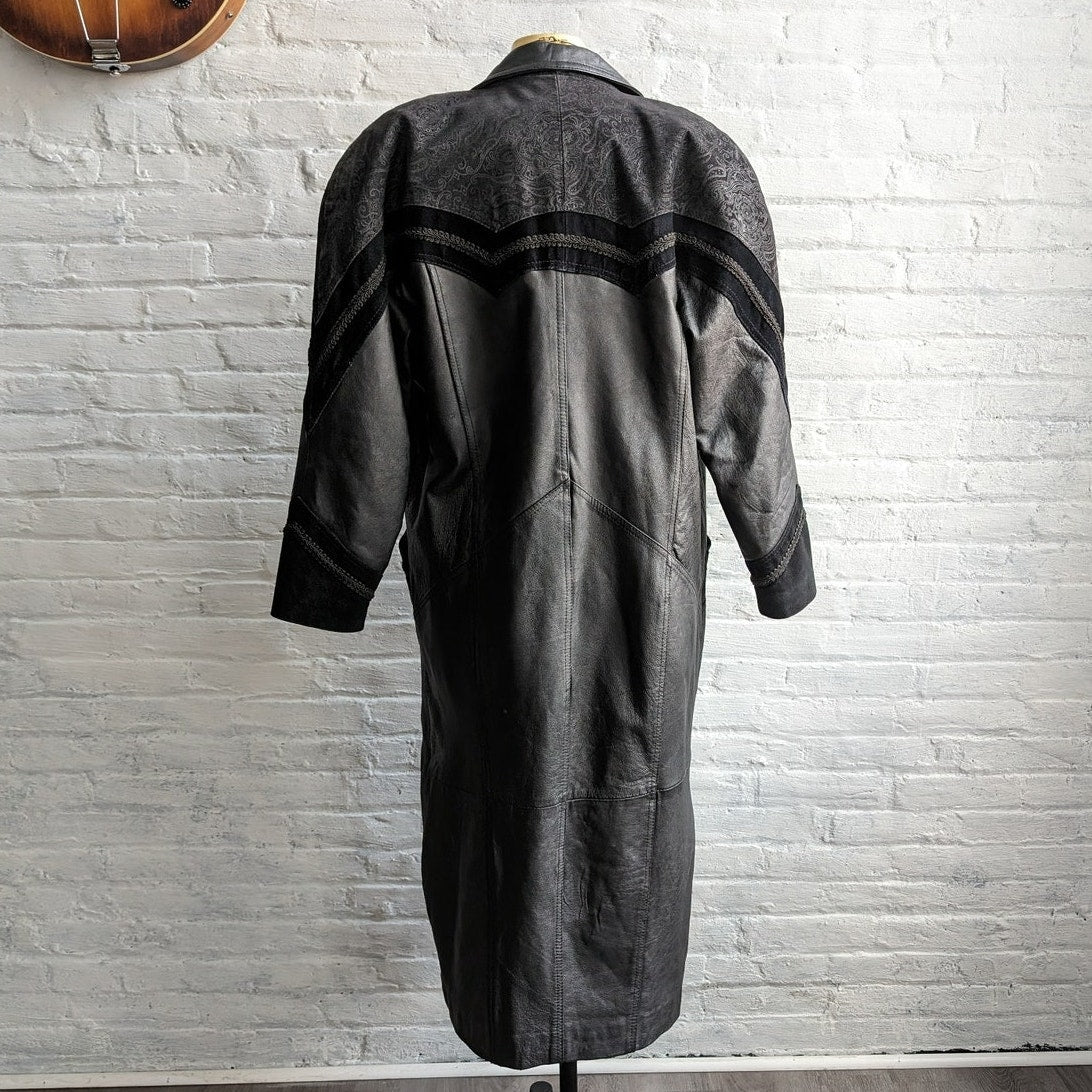Vintage Black Leather Trench Black Leather Jacket Suede Jacket Western Medium