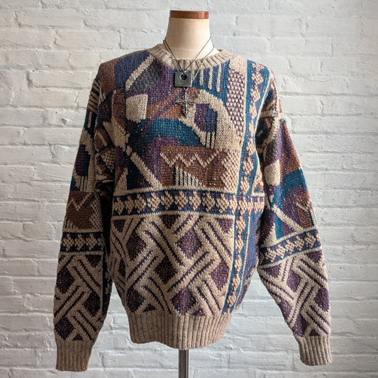 Vintage Wool Knit Oversize Grandpa Sweater Grunge Cottagecore Dark Academia Top