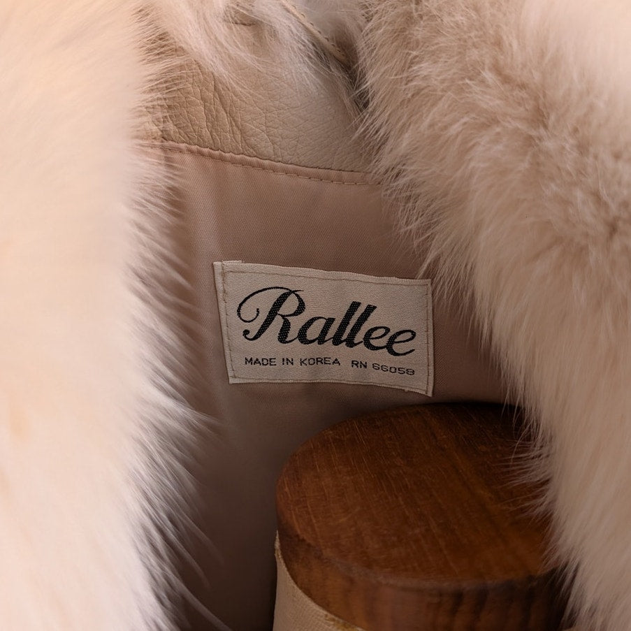 Vintage White Leather Snakeskin Trench Coat Minimalist Penny Lane Fox Fur Jacket