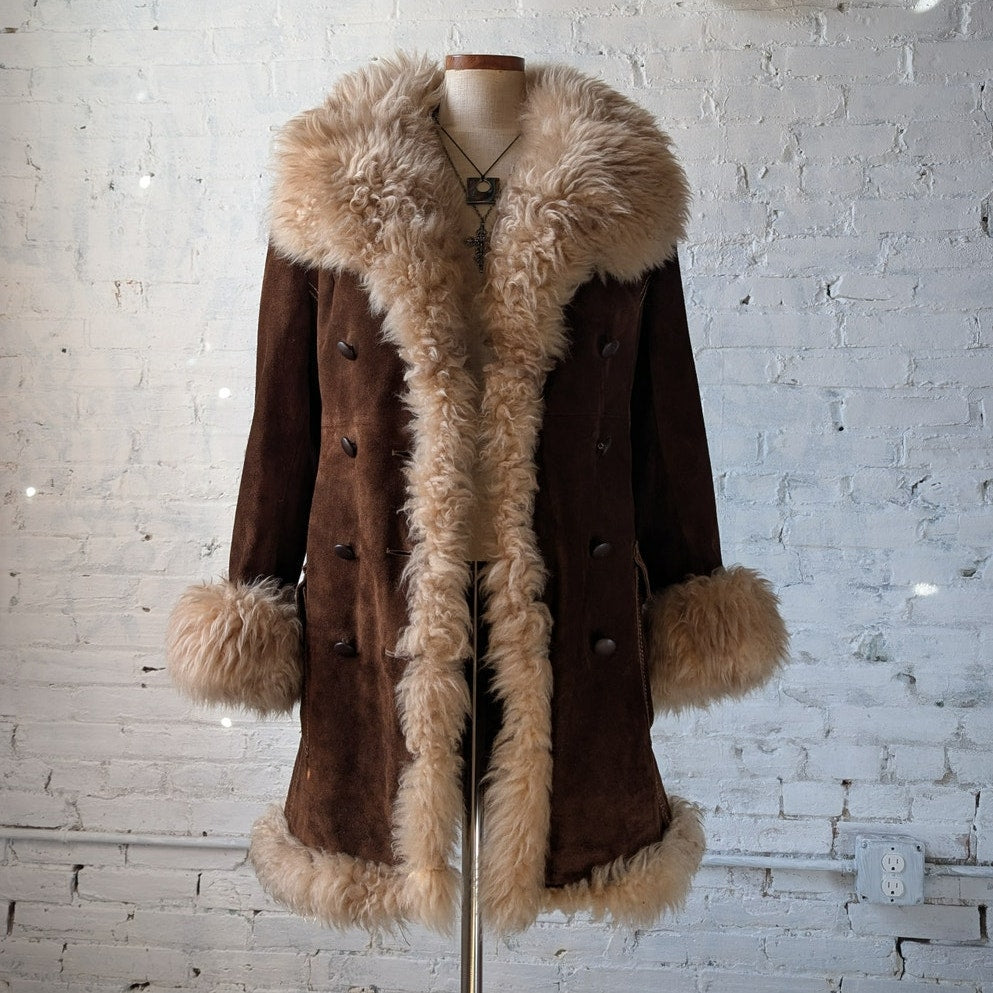 Vintage Brown Suede Penny Lane Jacket Brown Leather Jacket Trench Coat Medium