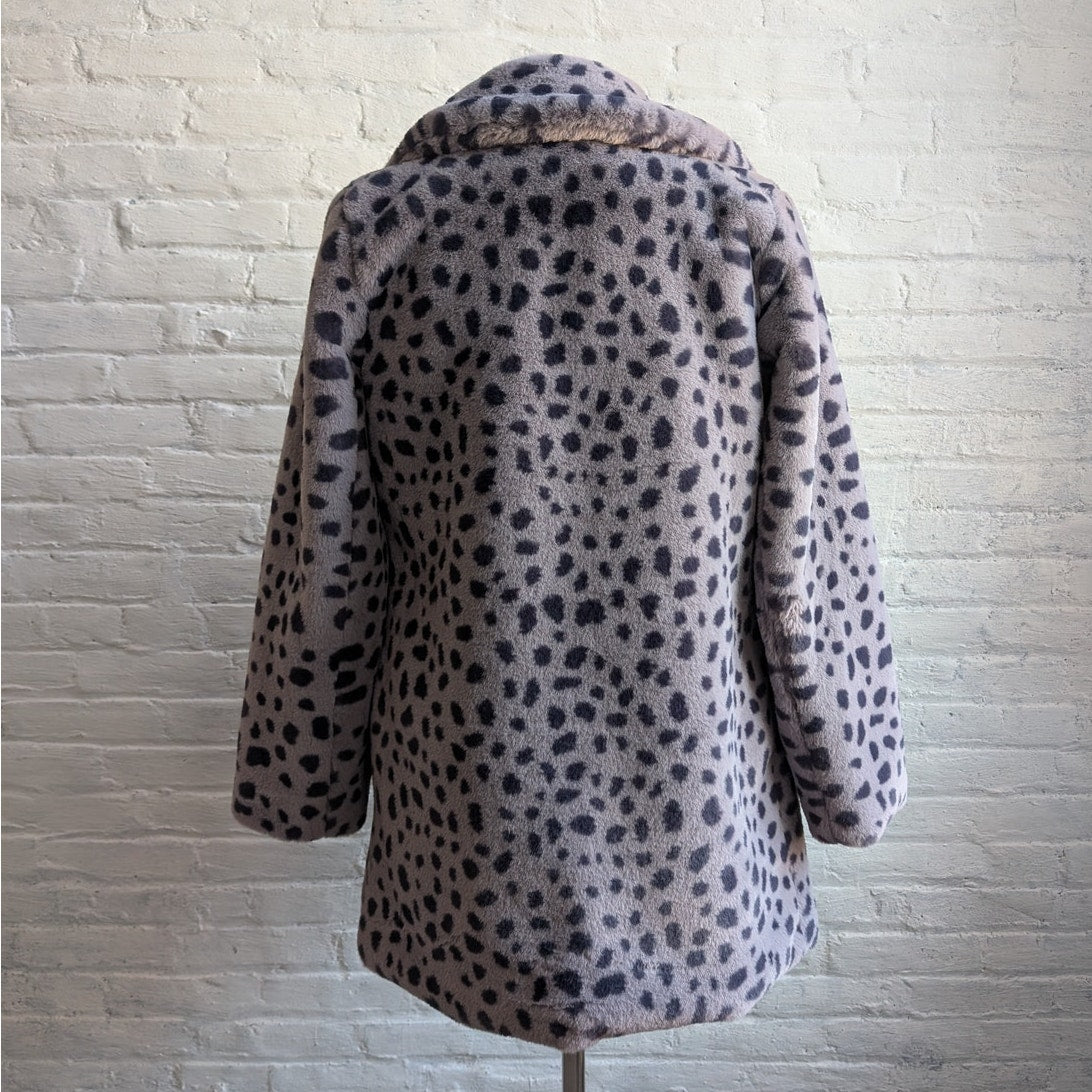 Y2K Cheetah Faux Fur Mobwife Coat Leopard Animal Print Plush Fuzzy Furry Jacket