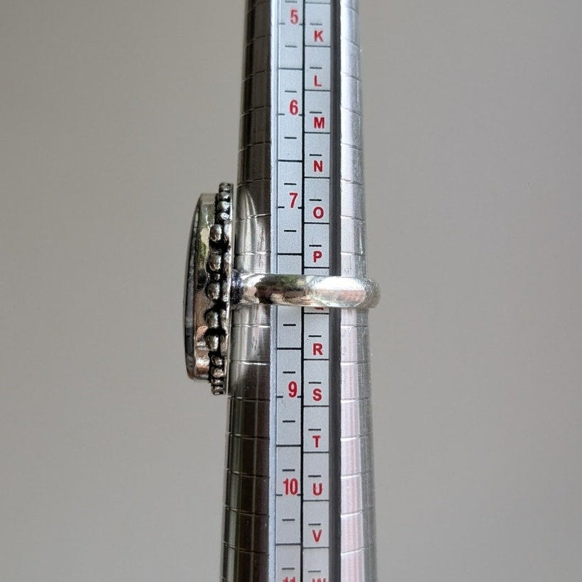 Earthy Rust Grey Natural Stone Ring Boho Chic Y2K Sterling Silver Vintage Size 8