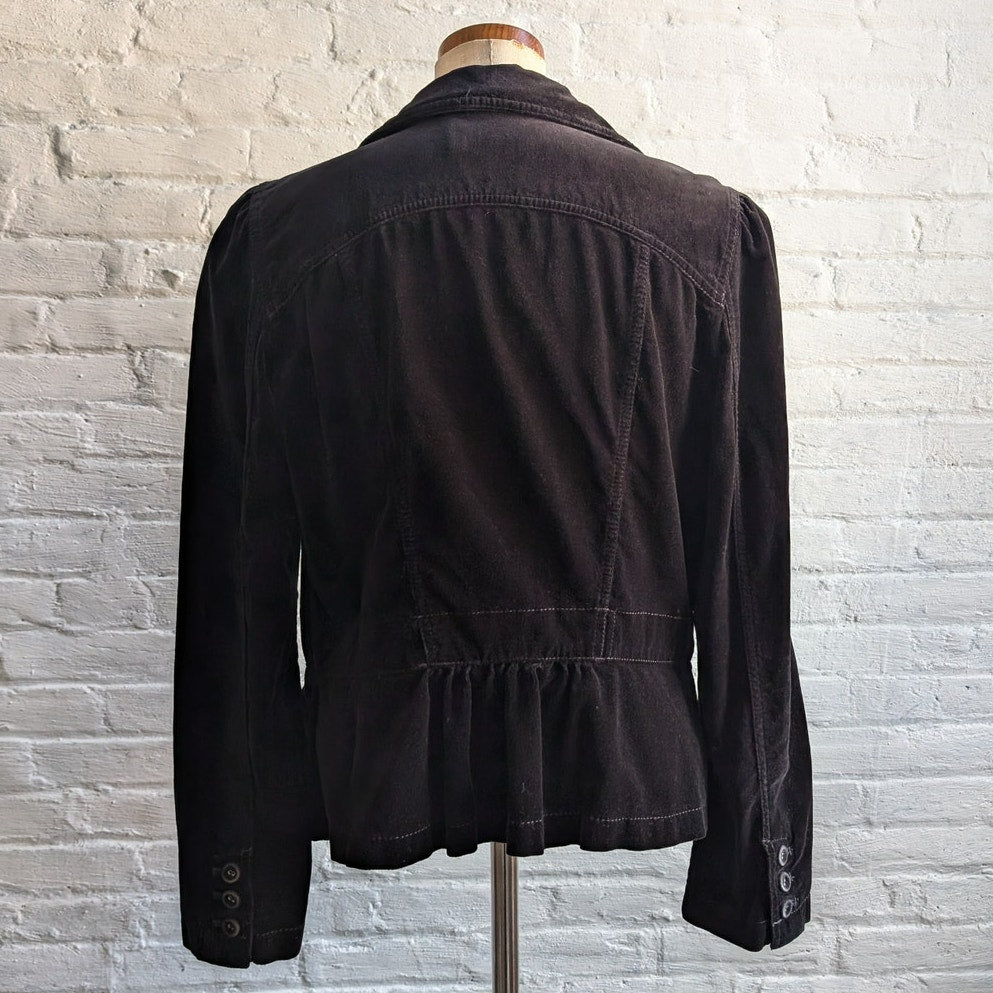 Y2K Black Velvet Jacket Black Spring Jacket Gothic Blazer Whimsygoth Chic Medium