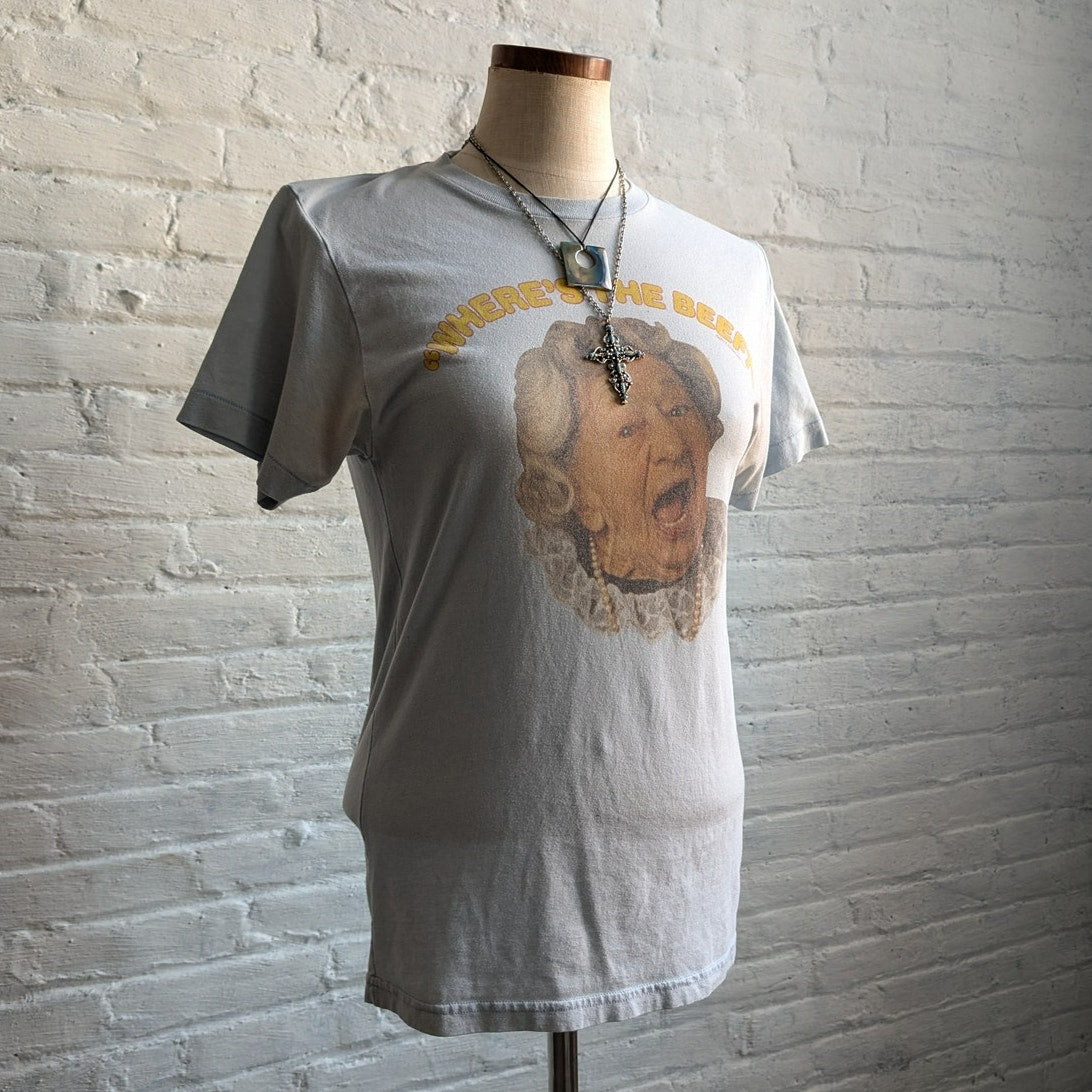 Retro Graphic Tee Vintage Vibe Oversize Funny Tshirt Y2K Pastel Blue Top Small