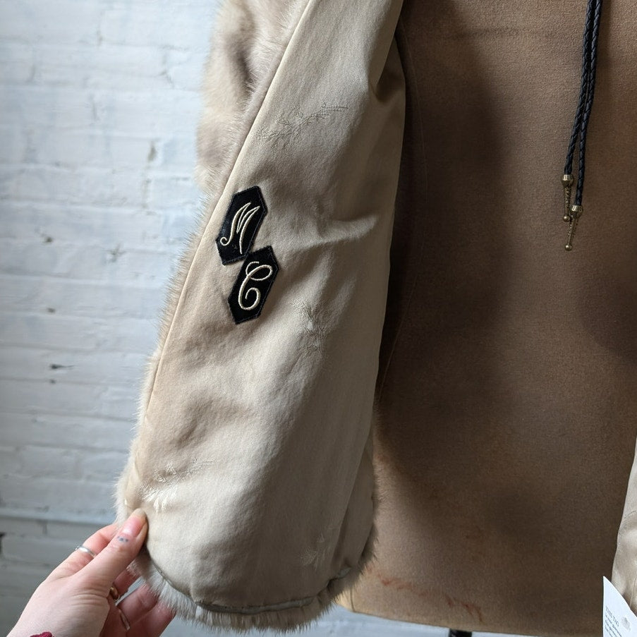 Vintage Striped Mink Fur Stole Grey Coquette Shawl Mob Wife Wrap Old Money Cape