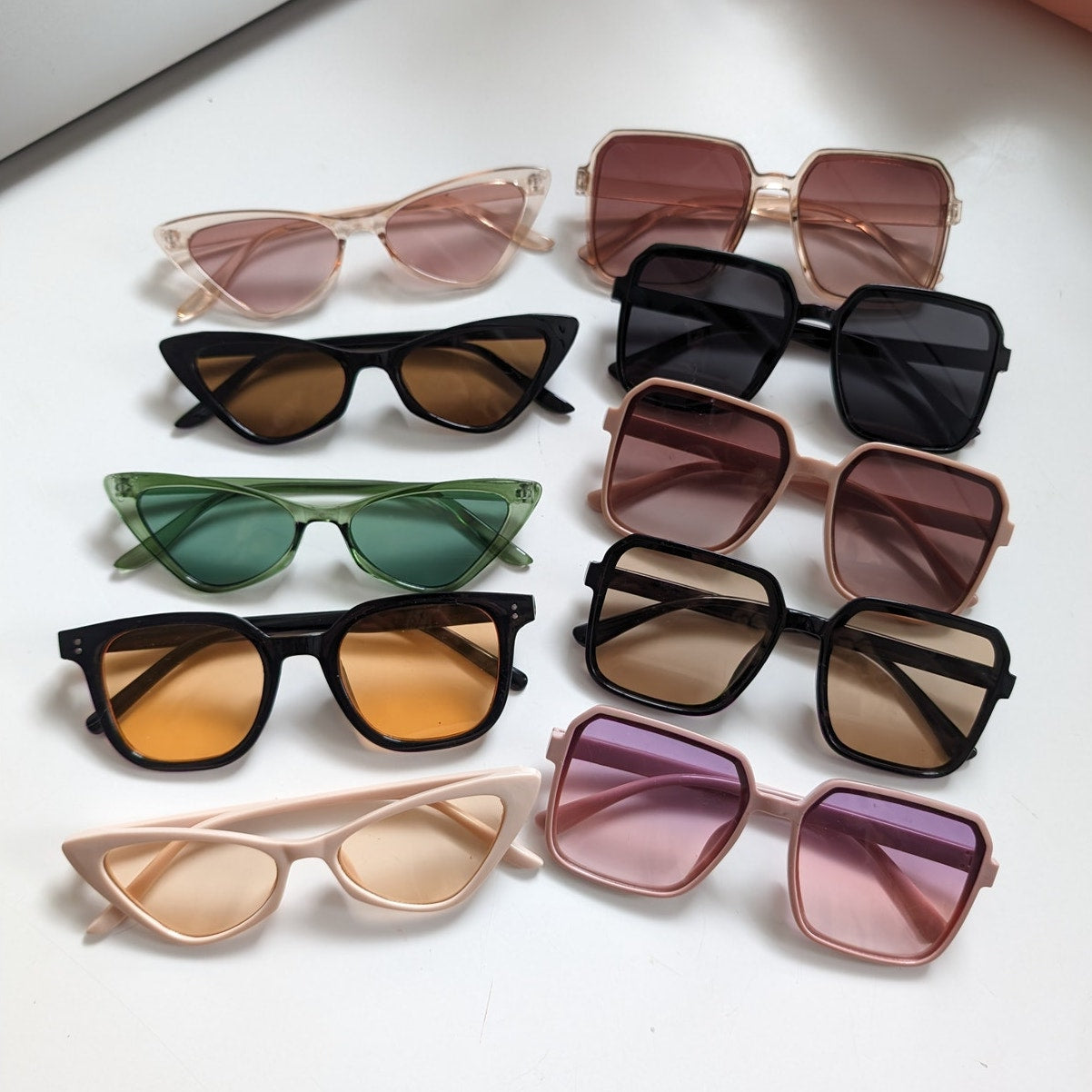 Retro Black Chic Square Sunglasses Aviator Minimalist Festival Sunnies Shades