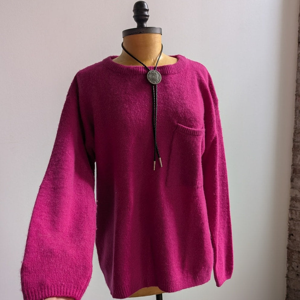 Vintage Pink Wool Knit Sweater Granny Furry Sweater Oversize Sweater Top Large