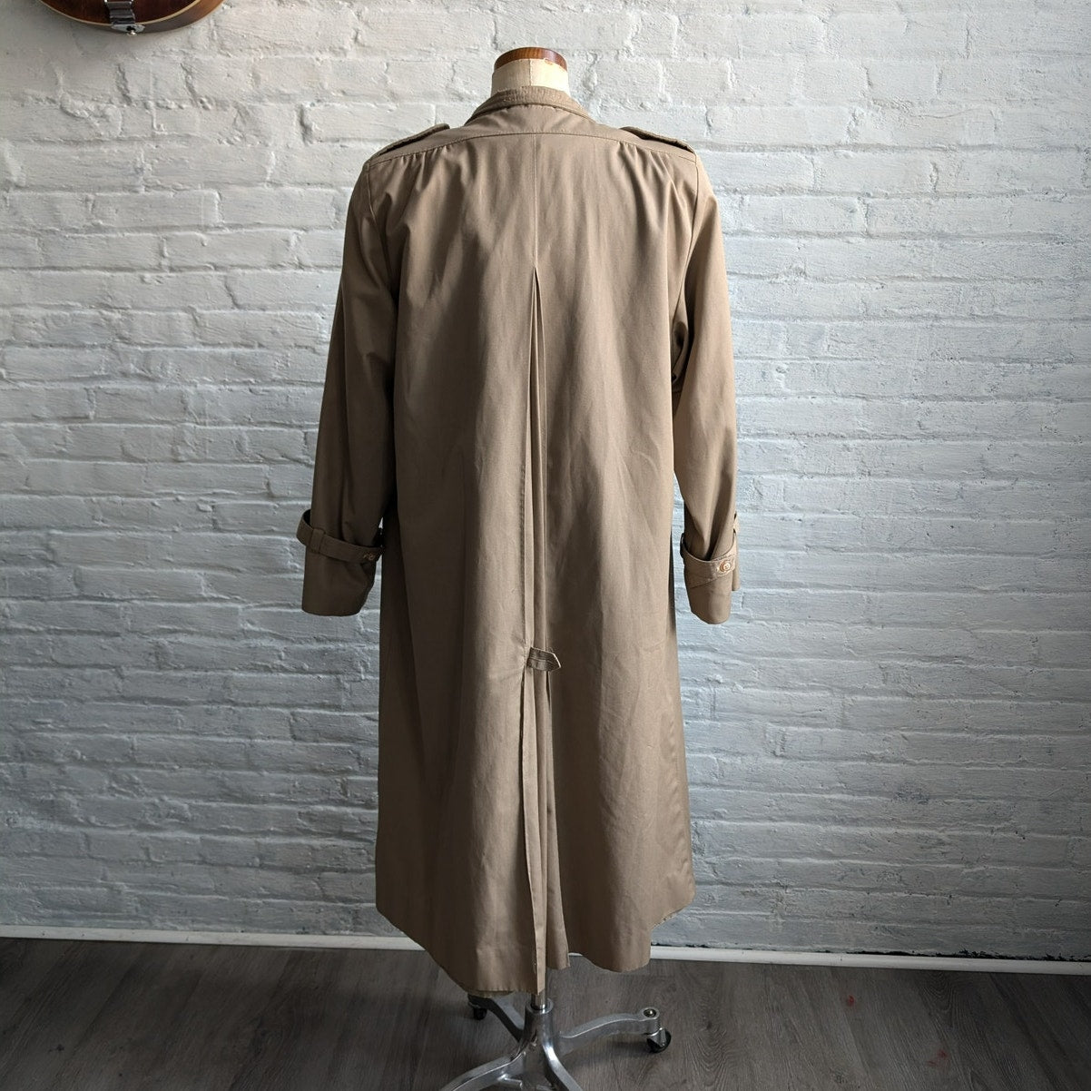 Vintage Neutral Trench Coat Longline Minimalist Wool Coat Duster Jacket Large