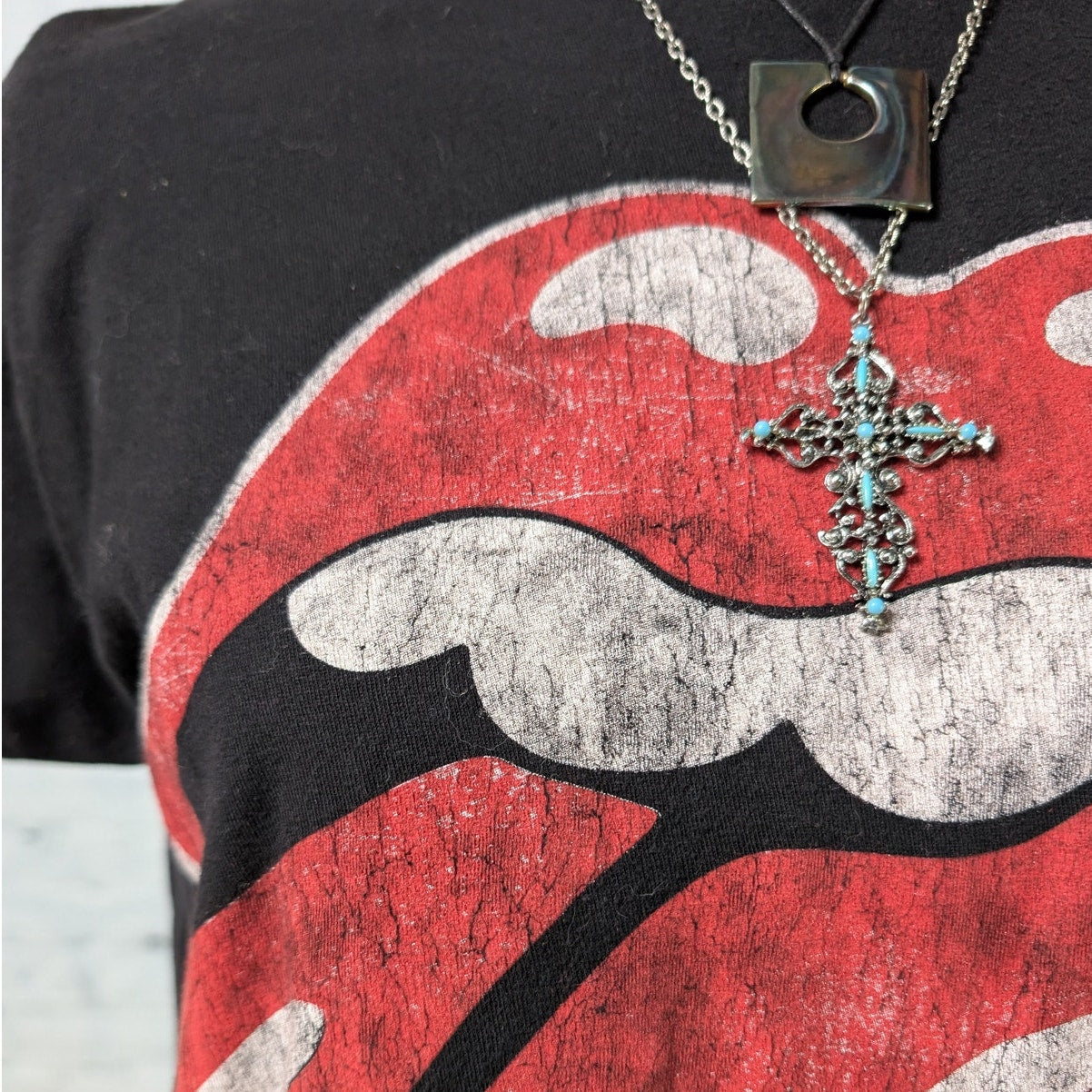 Retro Rolling Stones Concert Tee Black Band Tshirt Vintage Stones Shirt Medium