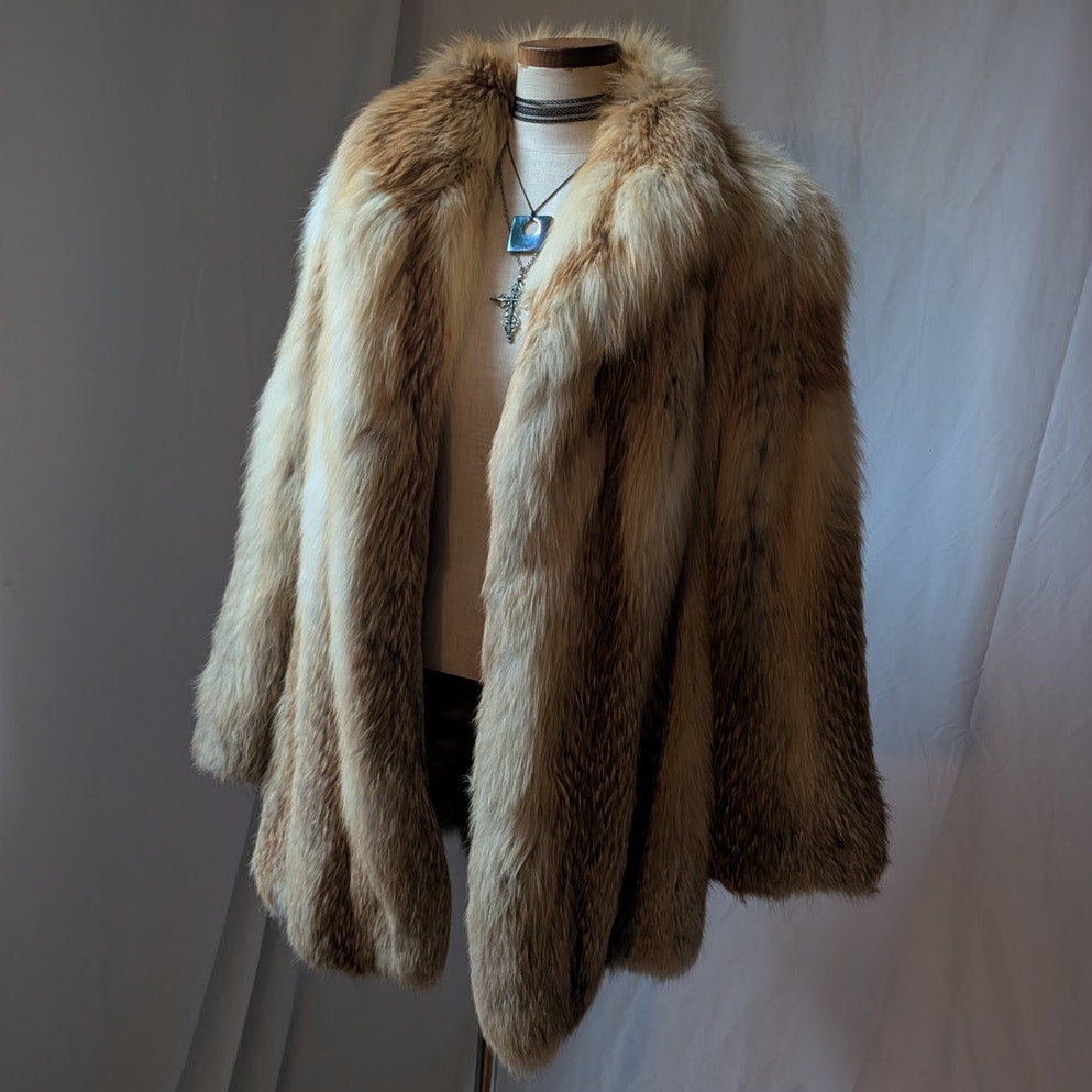 Vintage Red Fox Fur Coat L Luxury Old Money Furry Statement Jacket Designer Glam