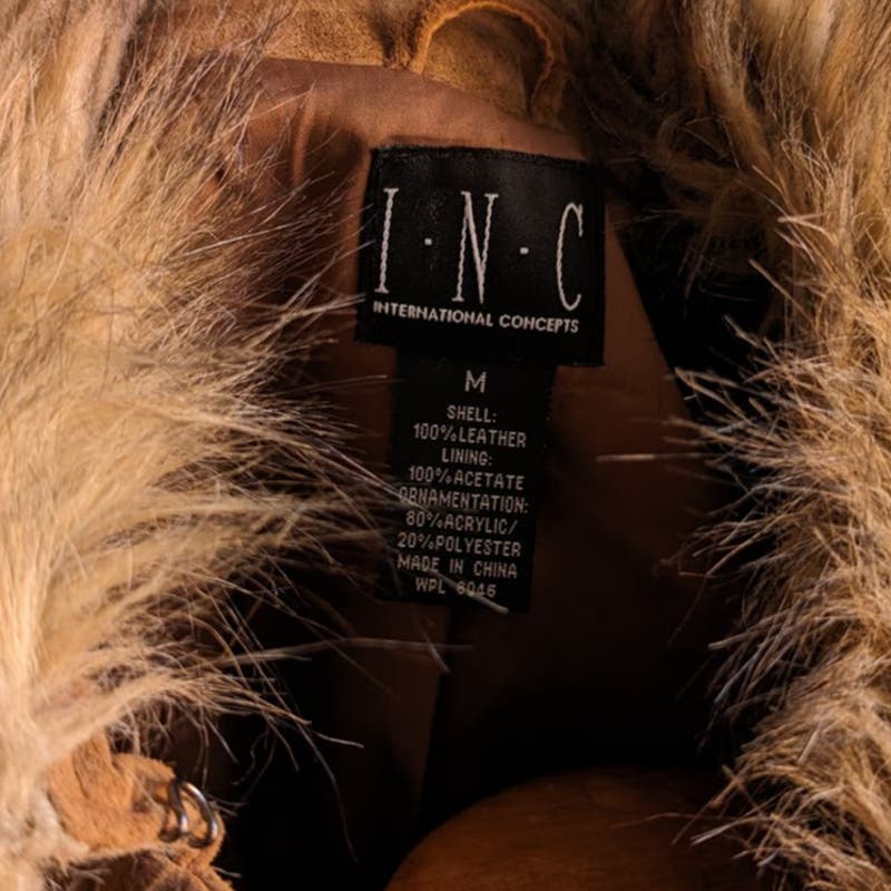 Y2K Vintage Furry Penny Lane Coat Genuine Suede Leather Vegan Fur Shag Jacket