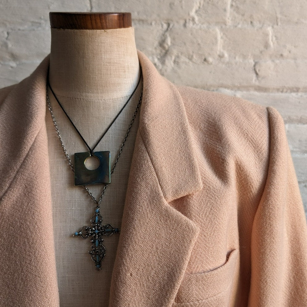 Vintage Pink Wool Blazer Tailored Pink Wool Jacket Preppy Boho Chic Coat Small