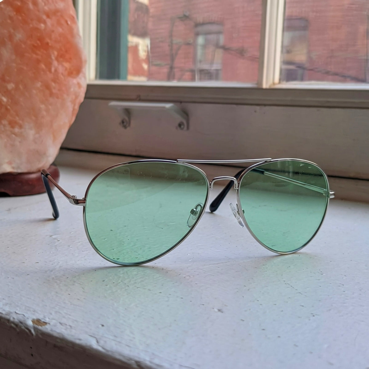 70s Retro Green Sunglasses Tinted Shades Aviators Minimalist Festival Glasses