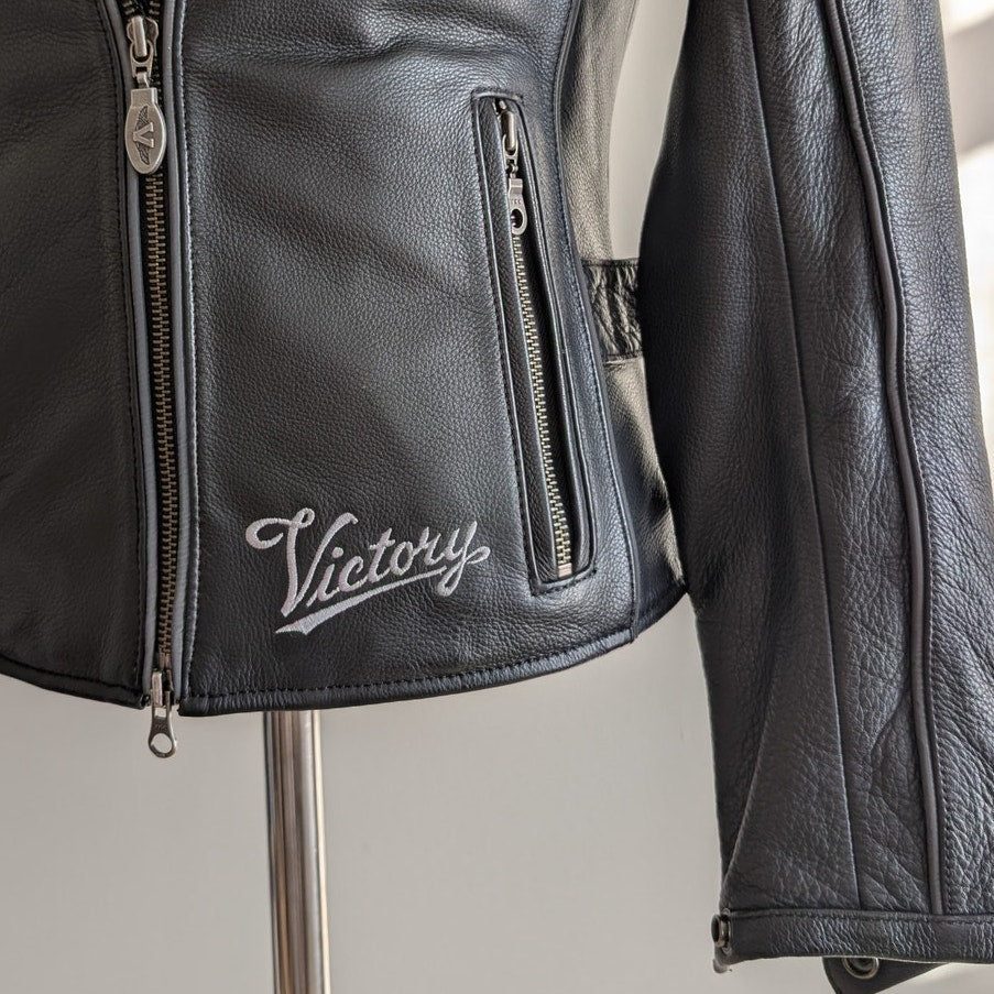 Vintage Black Leather Moto Jacket S Victory Motorcycles Utility Punk Biker Coat