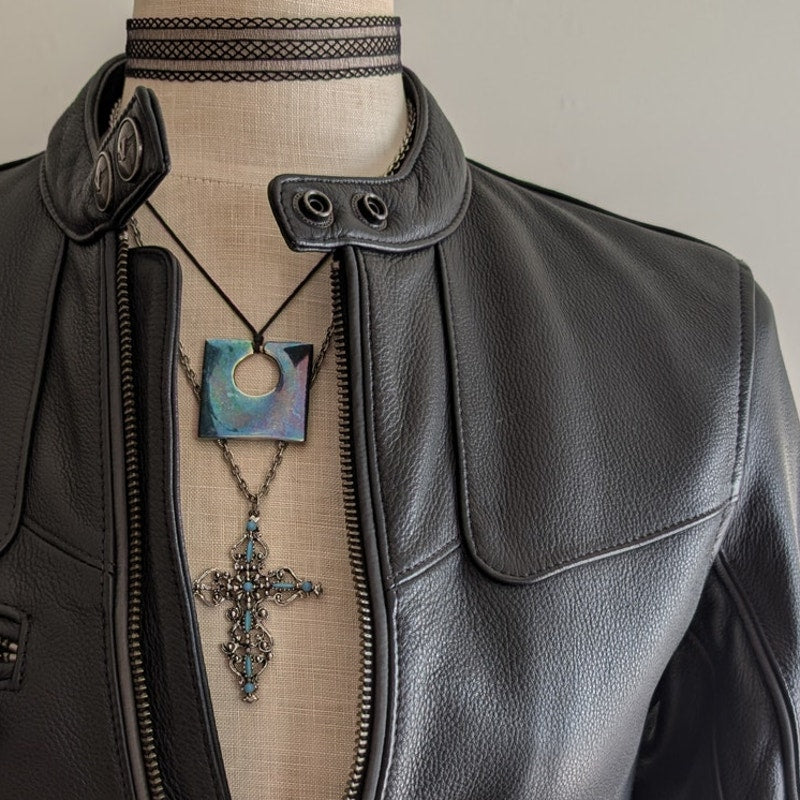 Vintage Black Leather Moto Jacket S Victory Motorcycles Utility Punk Biker Coat