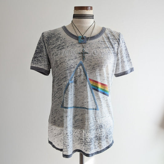 Pink Floyd Burnout Tee M Heather Grey Band Festival Top Y2K Vintage Distressed