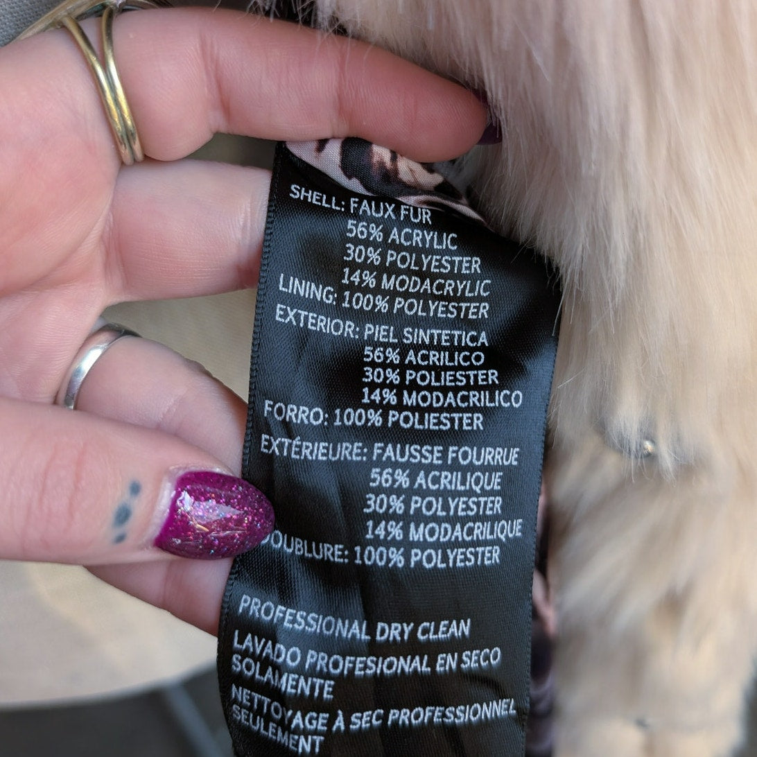 White Shaggy Faux Fur Trench Coat Cream Furry Penny Lane 70s Afghan Jacket Small