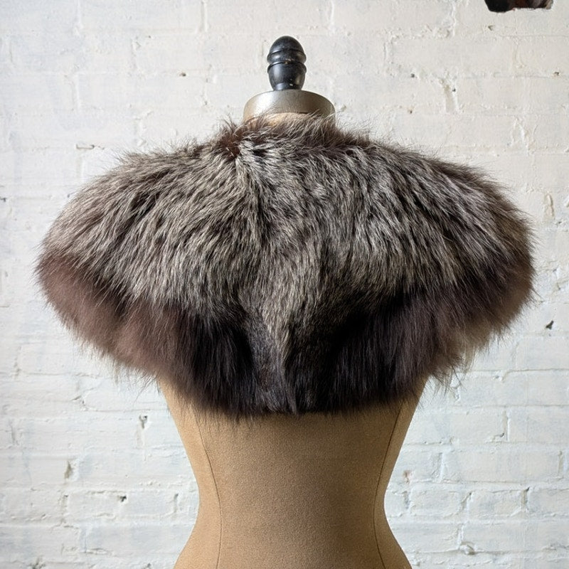 Vintage Fox Fur Brown Stole Shrug Luxury Scarf Mob Wife Shawl Glam Furry Collar