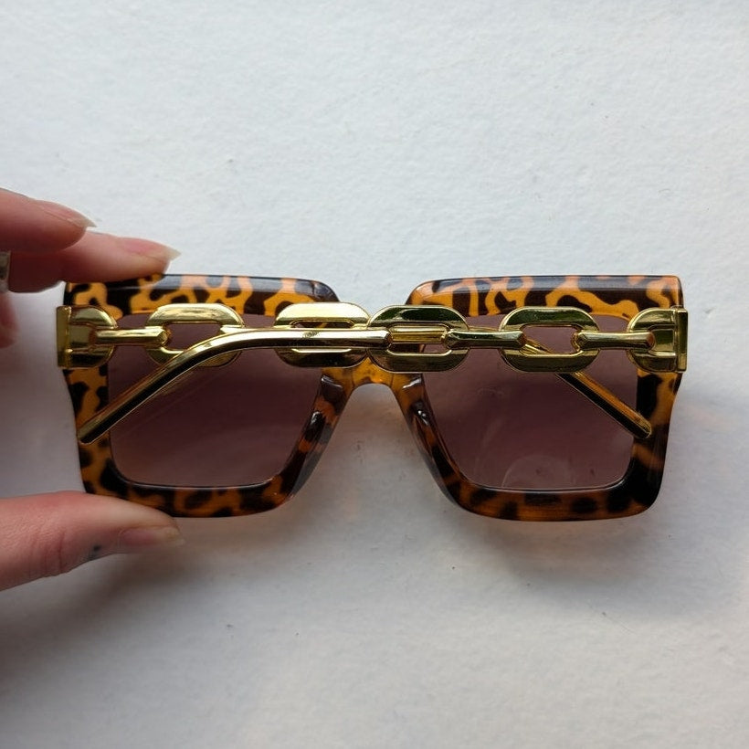 70s Retro Tortoiseshell Leopard Festival Sunglasses Chunky Square Sunnies Shades