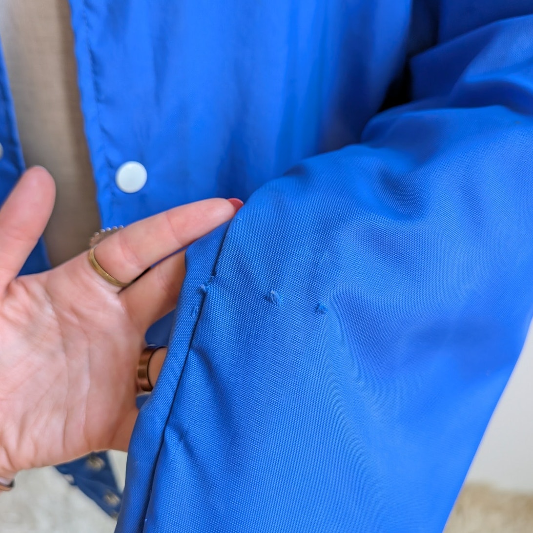 Vintage Blue Varsity Bomber Jacket Preppy Liberty Drill Team Sporty Coat Medium