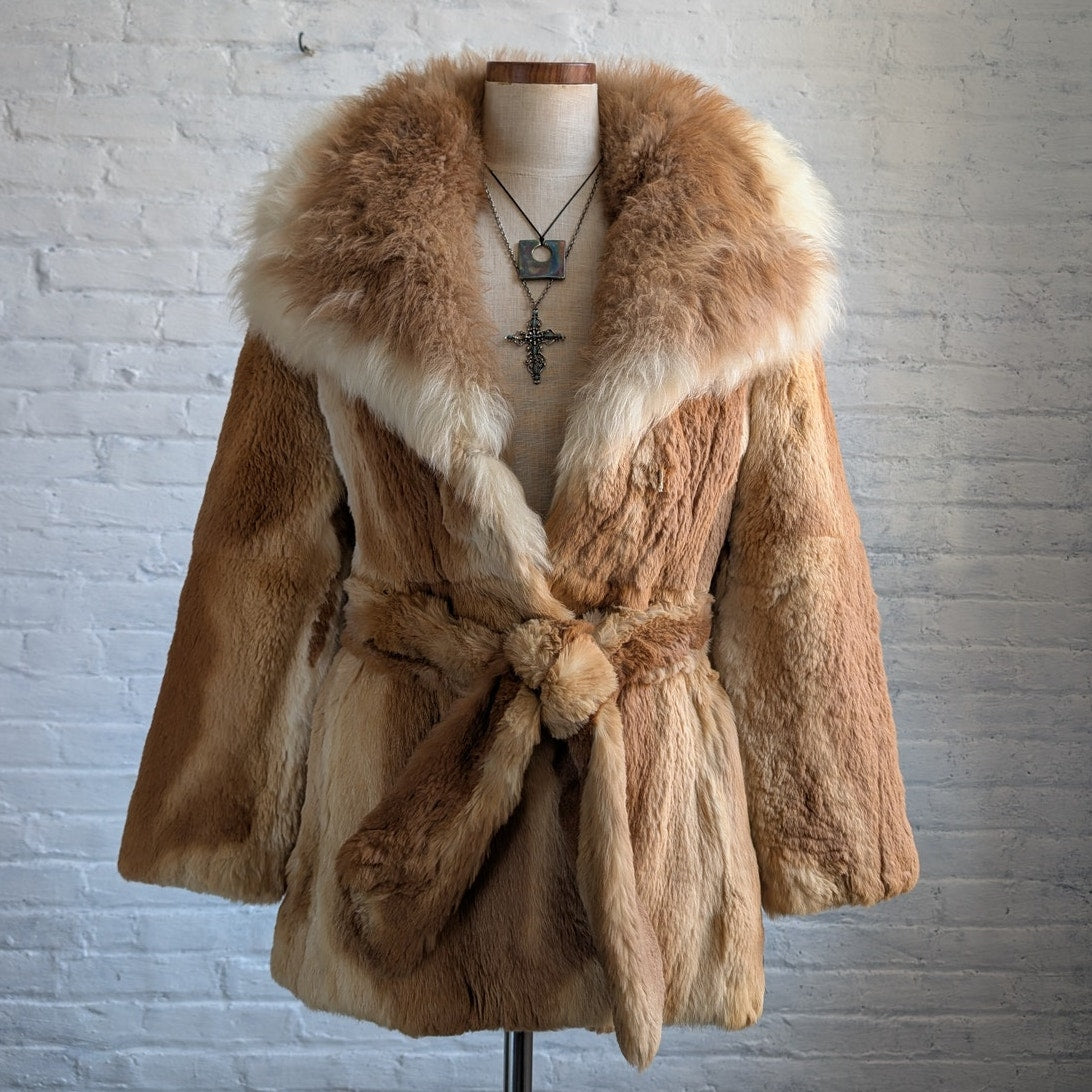 70s Vintage Rust Orange Furry Penny Lane Coat Fuzzy Mobwife Afghan Fur Jacket