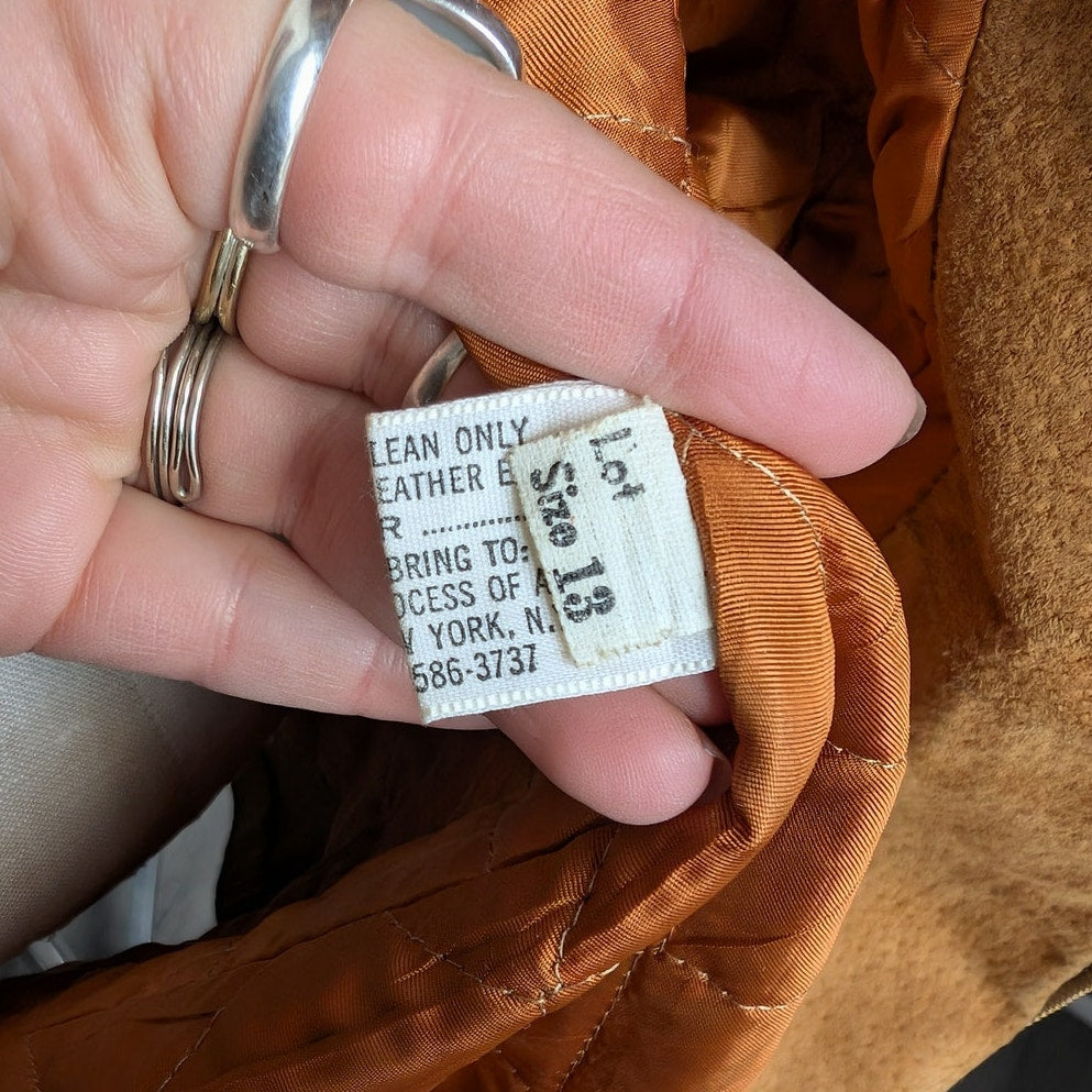 70s Vintage Orange Suede Penny Lane Jacket Groovy Shearling Leather Afghan Coatq