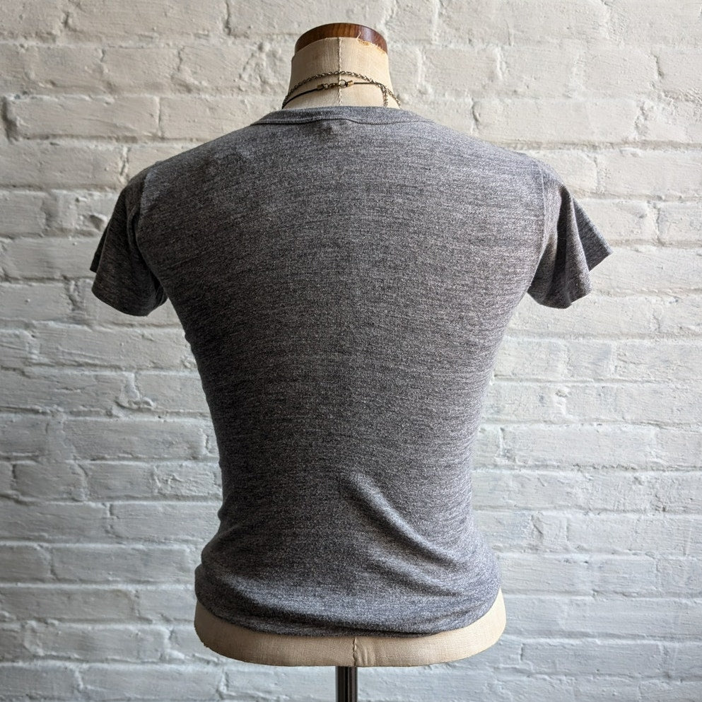 Vintage Velvet Playboy Tee Burnout Graphic Tee 70s Playboy Bunny Grey Top Small