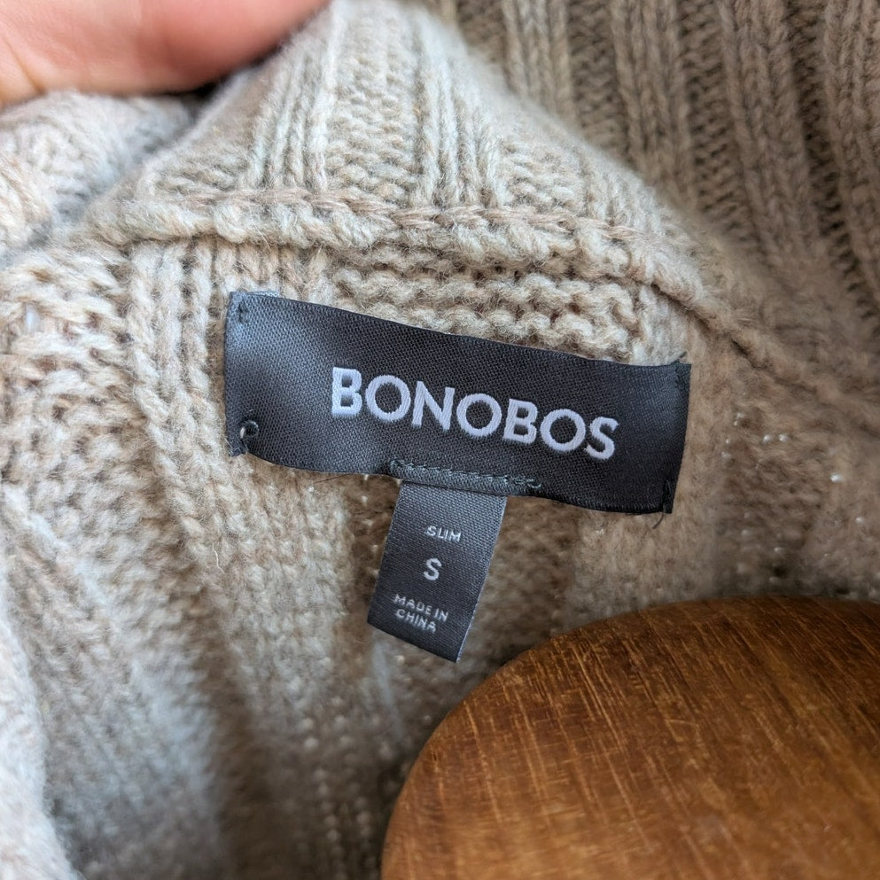 Y2K Neutral Oatmeal Lambswool Cable Knit Sweater Chunky Fisherman Minimalist Top