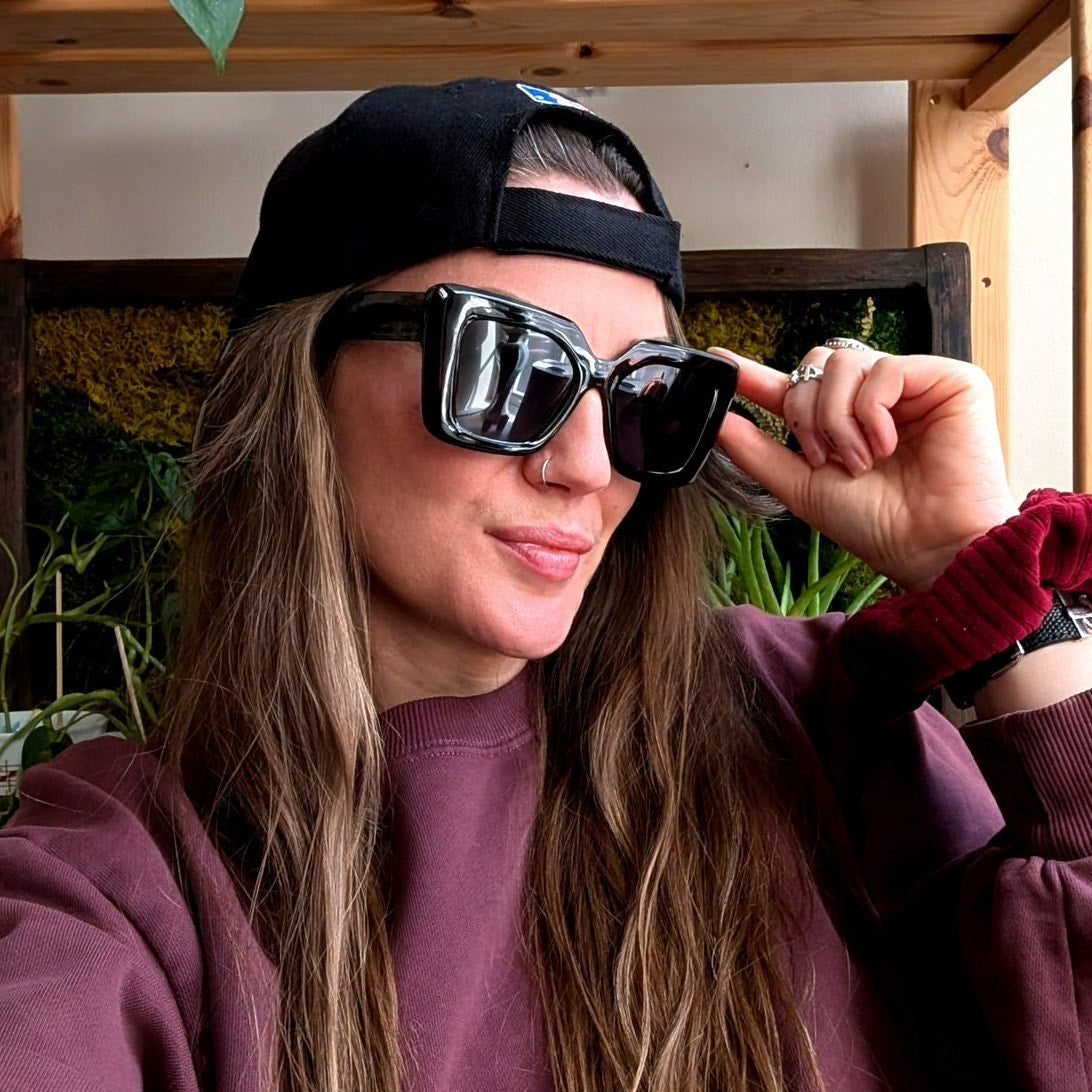 70s Retro Black Square Minimalist Festival Sunglasses Chic Tinted Sunnies Shades