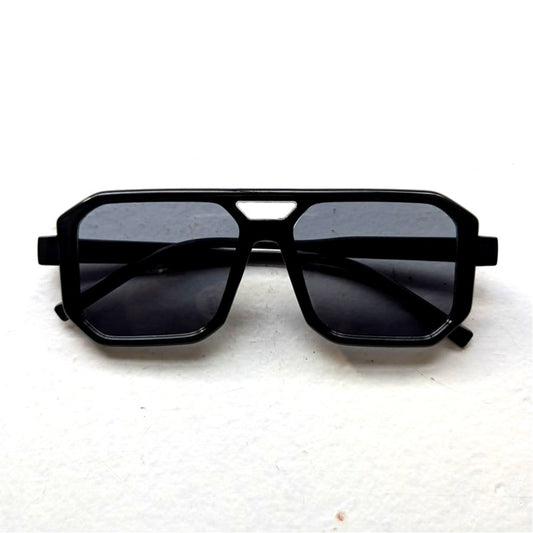 Retro Black Chic Square Sunglasses Aviator Minimalist Festival Sunnies Shades