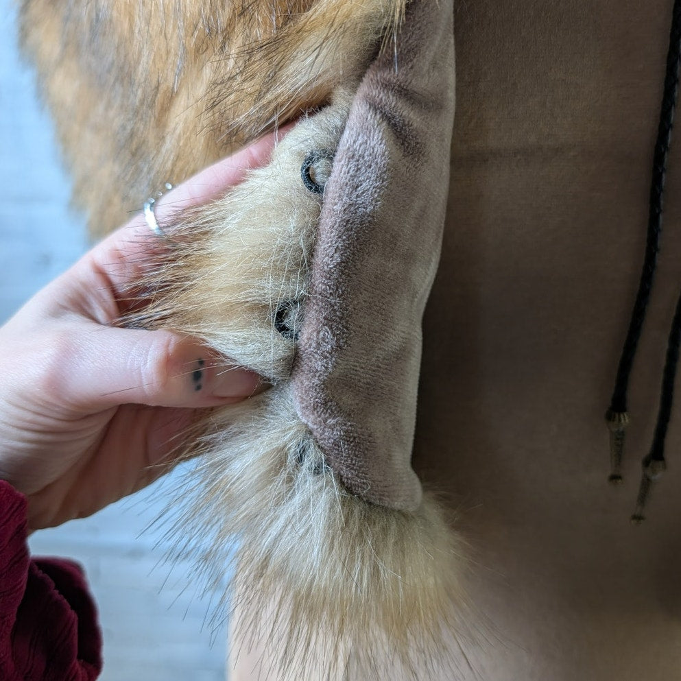 Vintage Faux Fur Brown Stole Luxury Scarf Boho Chic Shawl Bridal Fuzzy Shrug